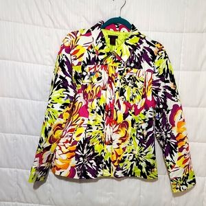 SARA ISABELLA COLORFUL ABSTRACT PRINT FULLY LINED JACKET,XL
